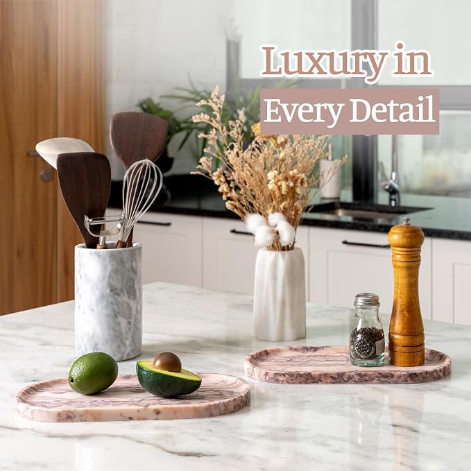 Natural Marble Tray, Catchall for Perfume, Jewelry Dish Moca Jade - Image 3