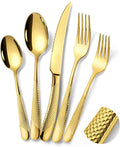 30-Piece Hammered Gold Silverware Set by Lemeya
