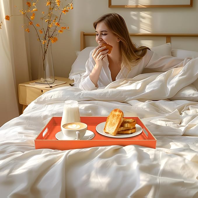 Orange Decorative Tray for Coffee Table, Serving Tray - Image 6