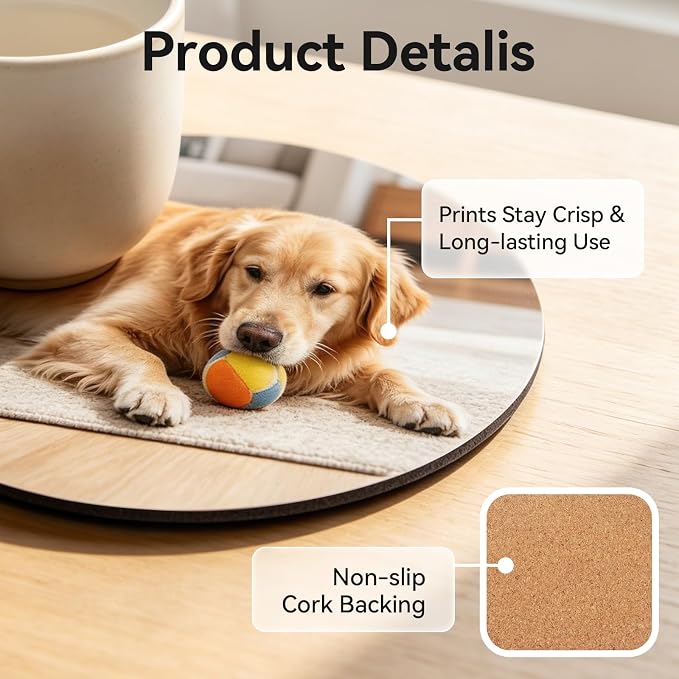 40 Pcs Sublimation Blank Coasters, Heat Transfer Wood Cork Coasters 4 x 4 in - Image 3