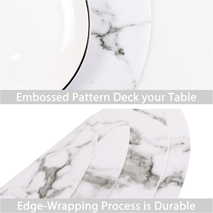 Set of 6 Marble Round Placemats and Coasters, Faux Leather Waterproof Table Mats - Image 5