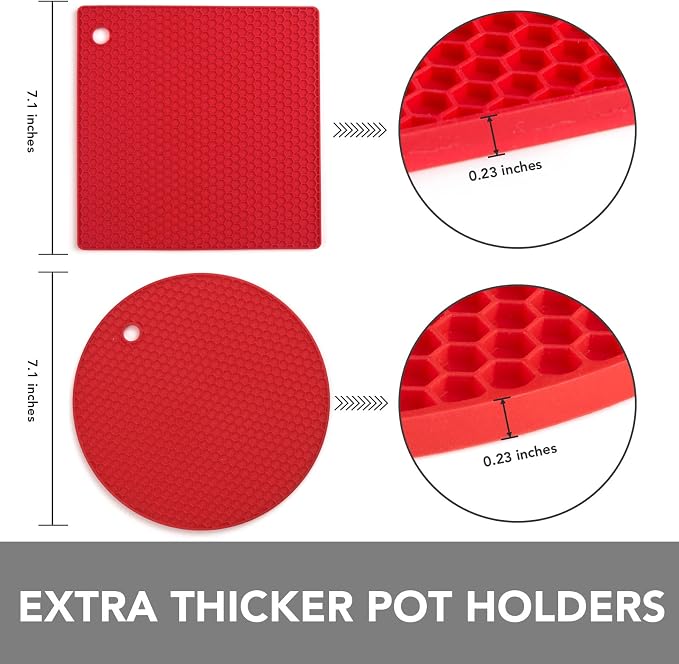 4 Pack Trivets for Hot Dishes | Hot Pads for Kitchen, Silicone Pot Holders for - Image 2