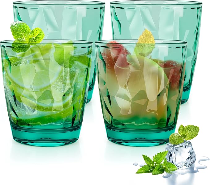 Topsky 10 oz Plastic Water Tumblers | Set of 4 Transparent Unbreakable Drinking by HomeandKitchenNO1