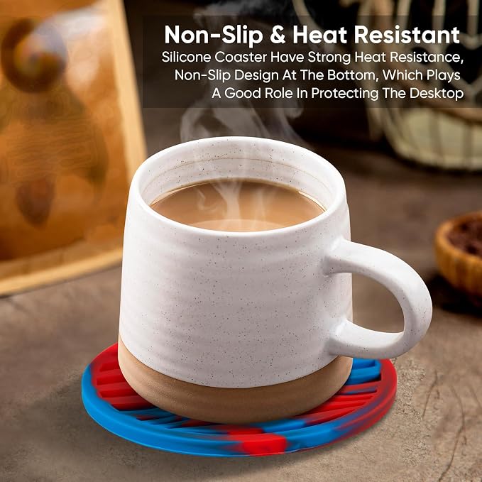 6 Pcs Rubber Drink Coasters Holder Silicone Cup Mat Outdoor Plastic Coaster | - Image 2
