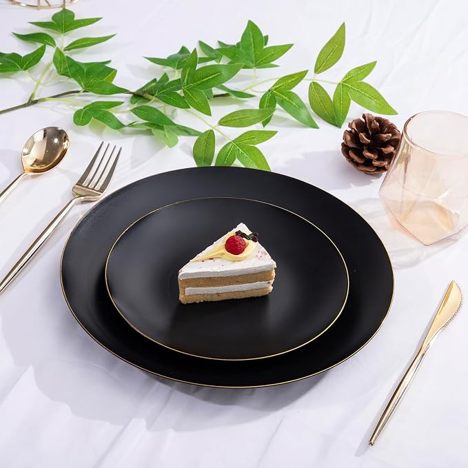 EI enjonirinjonir 80pcs Black Dessert Plates - Image 4