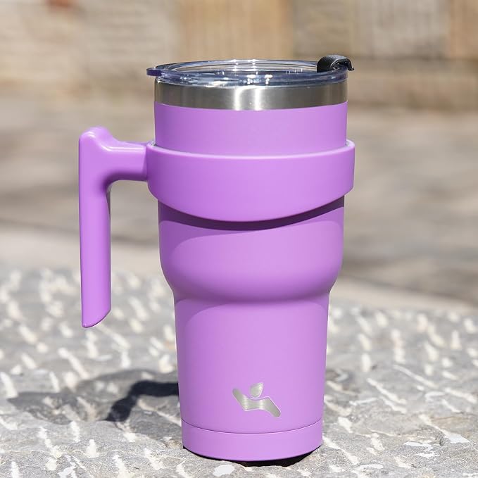 Konokyo 20 oz Tumbler with Handle and Straw, Insulated Travel Mug | Lavender; - Image 6