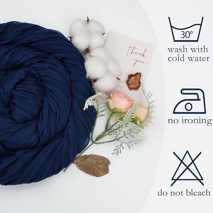 12 Pack Navy Blue Cheesecloth Table Runner 35 x 120 Inch | Boho Gauze Cheese - Image 5
