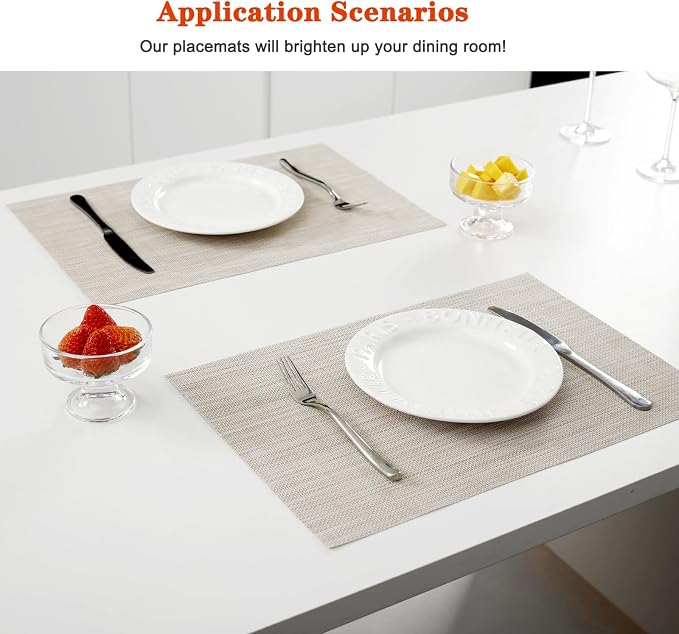 Placemats Set of 6, Vinyl PVC Heat Resistant Washable Placemats Set, Non Slip - Image 2