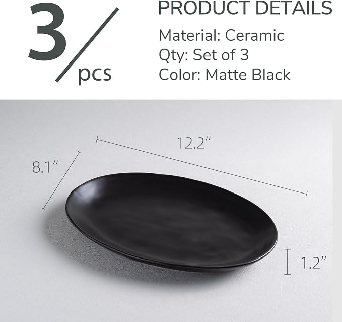 Ceramic Serving Platters, Serving Plates, Matte Black - Image 2