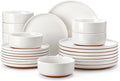 MALACASA Plates and Bowls Sets, 24 Pieces Modern Ceramic Dinnerware Set by MALACASA