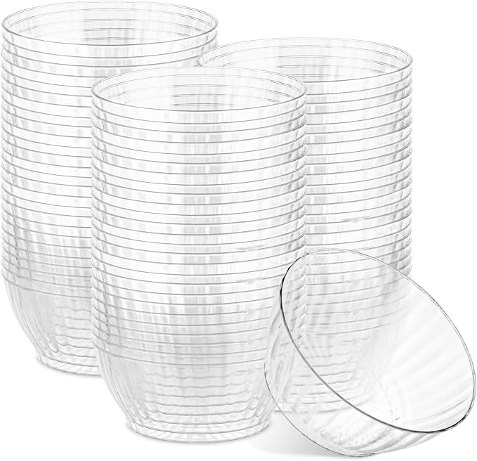 PLASTICPRO 100 Pack Small Plastic Bowls Crystal Like 6 oz Bowls Elegant Clear by PLASTICPRO
