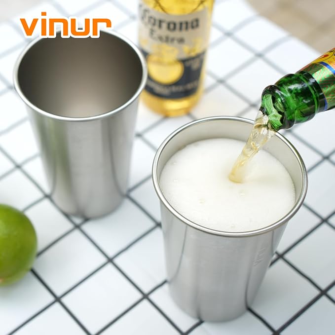 Stainless Steel Cups-16 oz Colorful Stackable Metal Drinking Glasses 4 Pcs | 16 - Image 7