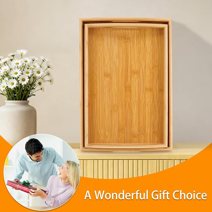 2-Pack Bamboo Serving Trays - Image 3