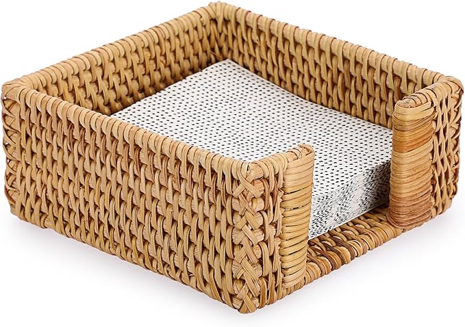 Sumnacon Cocktail Napkin Holder, Rattan Napkin Holder by Sumnacon