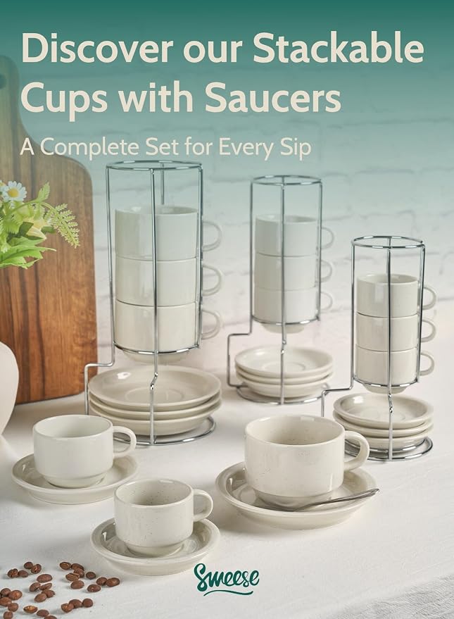 Sweese Porcelain Espresso Cups Set, 2.5 oz, - Image 8