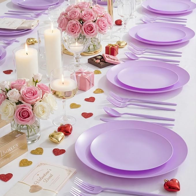 EI 150pcs Purple Plastic Plates - Image 3