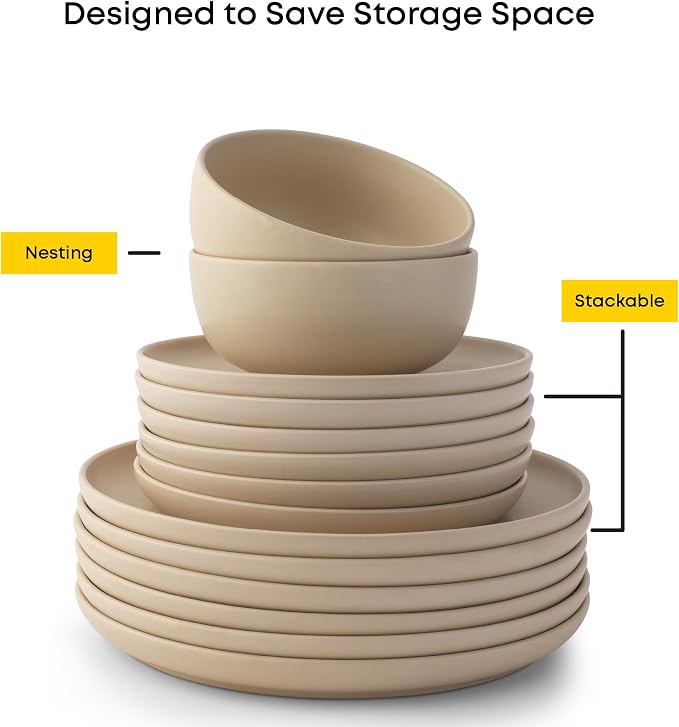 JoyJolt Mesa Stoneware Dinner Plates Set of 6, 10.5" Dish Set, Dishwasher and - Image 2