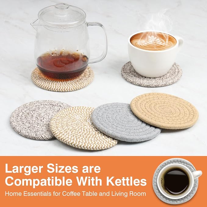 4.8" Boho Cotton Drink Coasters Set of 2 - Image 6