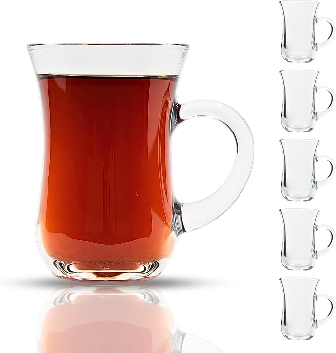 Turkish Tea Glasses with Handle Set of 24, Small Clear Glass Tea Cups - Image 7