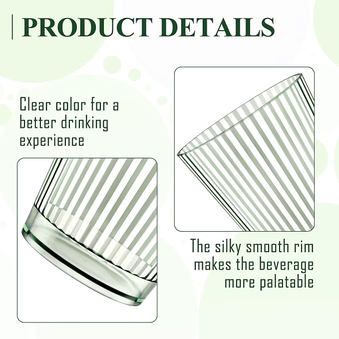 24 PCS Plastic Ribbed Drinking Glasses Green 10oz Vintage Ripple Stemless Wine - Image 3