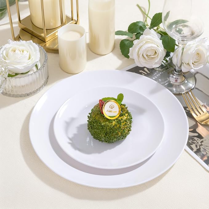 PULOTE 200 Pieces White Plastic Plates Disposable - Image 4