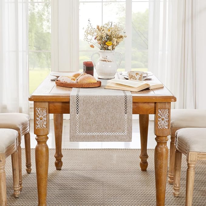 Rustic Burlap Table Runner, Coffee Table Runners 48 inches Long | Double Layer - Image 5