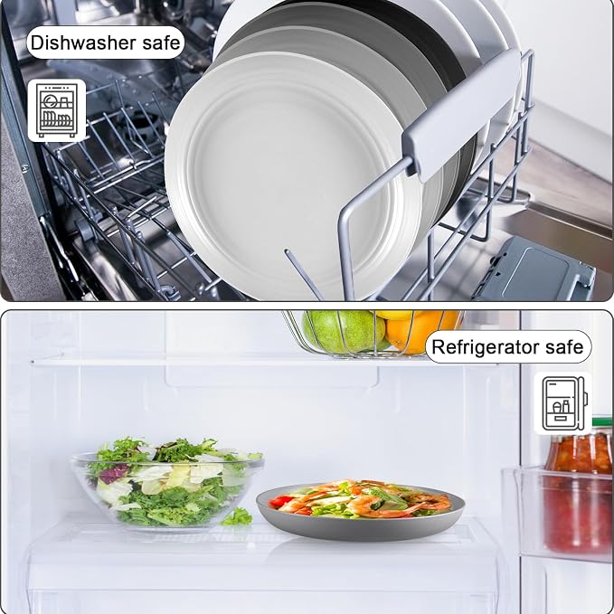 HEYCOME 12 Pcs Unbreakable Deep Dinner Plates Set, 10 inch Reusable Plastic - Image 6