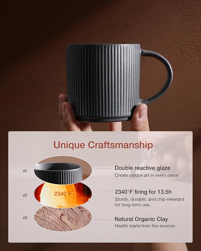 famiware Coffee Mug Set for 6, Star 12 oz Catering Mugs Cup Set - Image 6