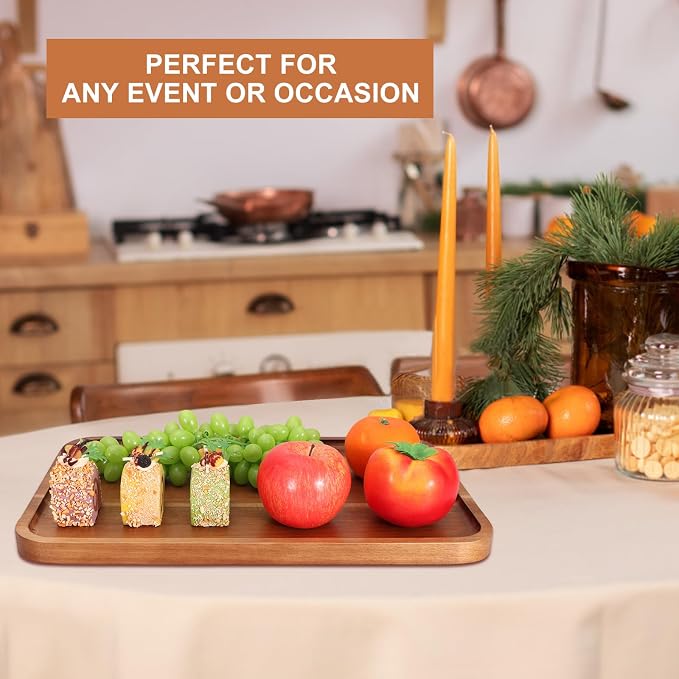 Large Wooden Tray for Party Food Charcuterie Boards Wood Serving Platters | - Image 5
