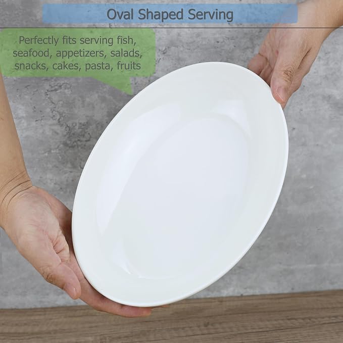 EIKS Ceramic Deep Plates Oval Shaped Dishes, Size of L10.8 x W7.7 | - Image 3