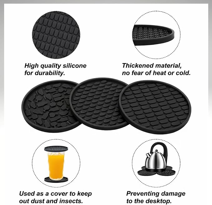 Soft, Shockproof & Safe – Unique 3‑Style Silicone Rubber Coasters Set - Image 5
