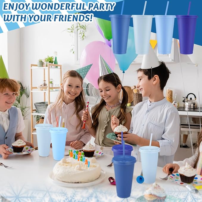 Skylety 12 Pcs Gray Blue Plastic Cups - Image 6