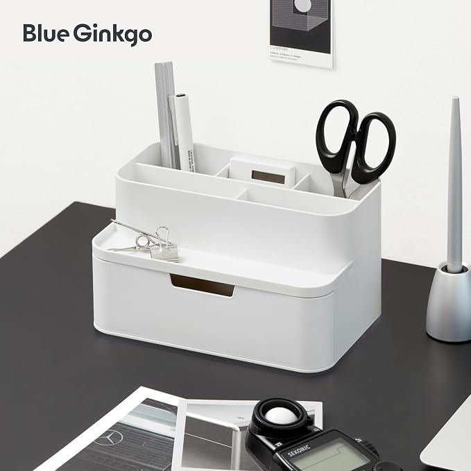 BLUE GINKGO Compact Desk Organizer, Made in Korea | 5 Compartments. Half - Image 5