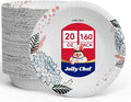 160 Count Paper Bowls 20 oz Soak Proof and Cut Proof Microwave Safe Heavy Duty by JOLLYCHEF