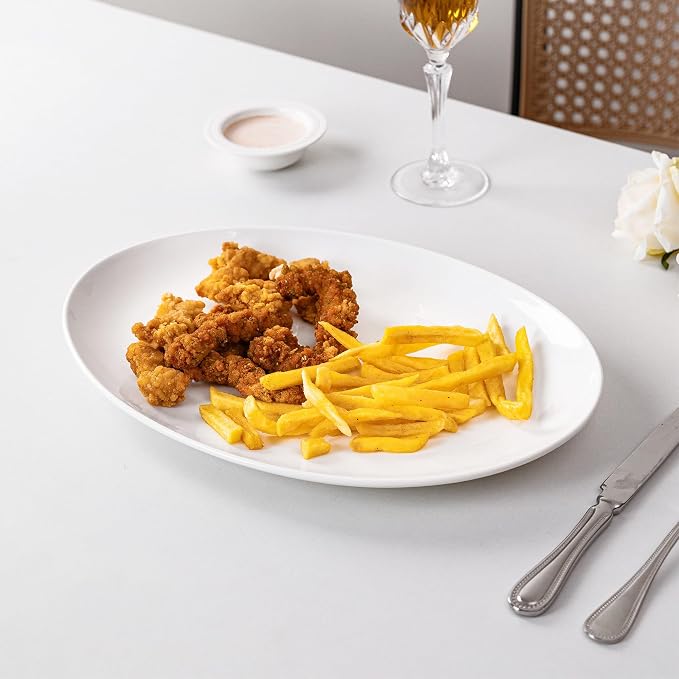 Serving Platters Set of 2 – 15.5 Inch Oval White Serving Platters, Large - Image 4