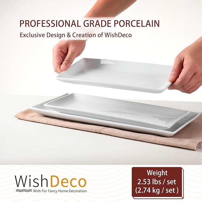 Serving Platters Set of 3, Large Serving Trays 16/14/12 inch, Ceramic Rectangle - Image 4