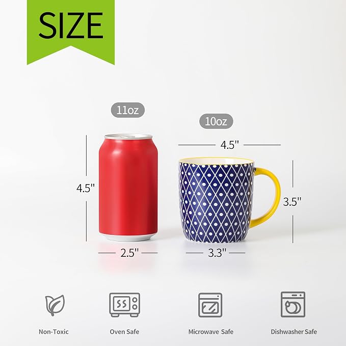 Selamica 10 oz Coffee Mugs Set of 6 - Image 2