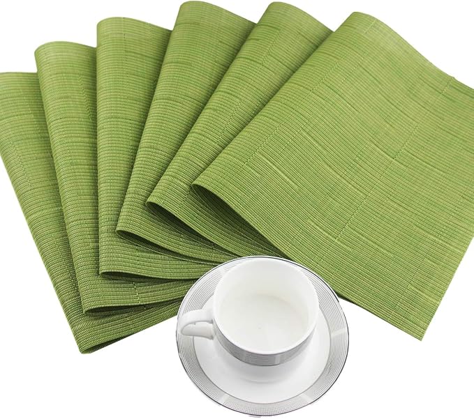 PIGCHCY Placemats, Washable Durable Vinyl Woven Table Mats, Elegant Heat - Image 3
