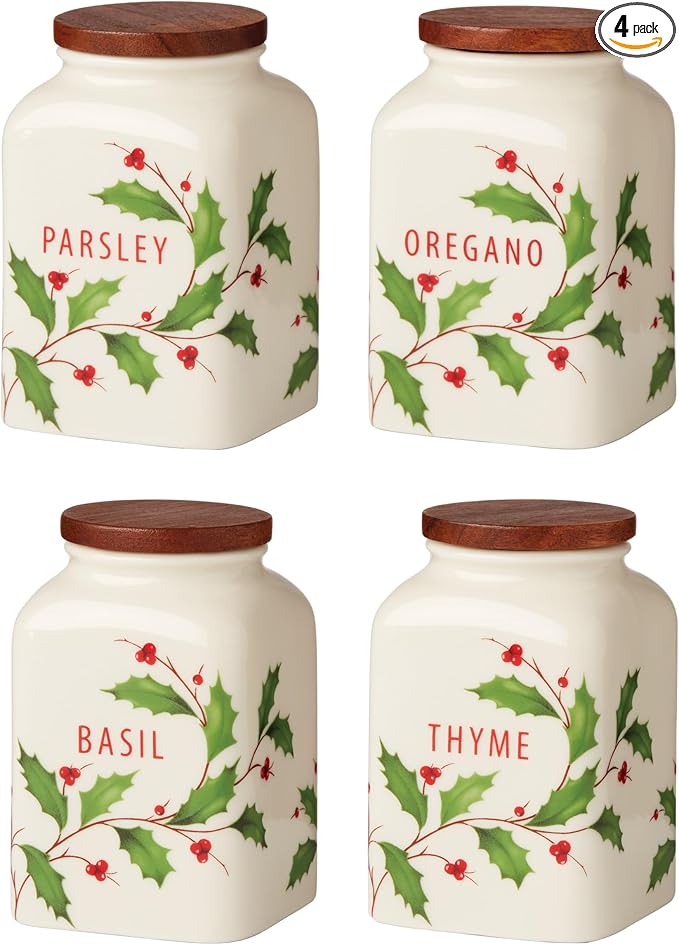 Lenox 895049 Holiday Cooking Spice Jars, Christmas Theme by Lenox