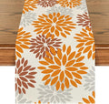 Artoid Mode Orange Dahlia Fall Table Runner 13x36 Inch | Seasonal Autumn by ArtoidMode