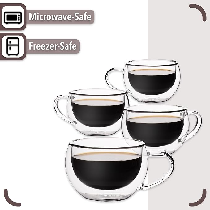 BTaT- Double Walled Glass Coffee Mugs, 9 oz, Glass Coffee Cups - Image 4