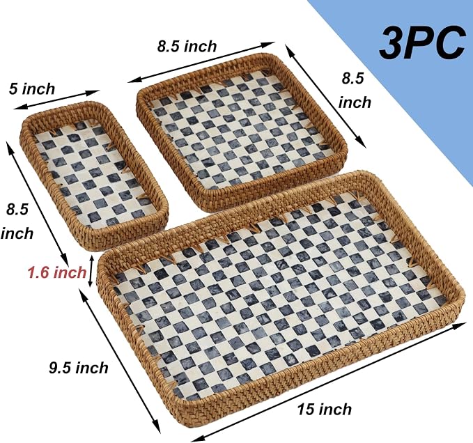 Rectangular Rattan Serving Trays, Coffee and Tea Trays, Bathroom Counter Decor - Image 3