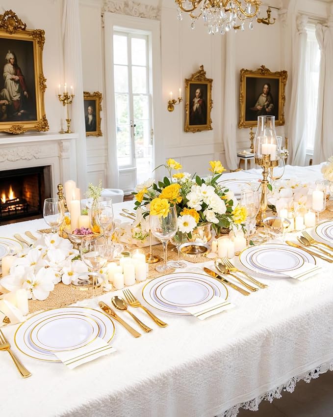 GATHER 350PCS Gold Plastic Plates - Image 6