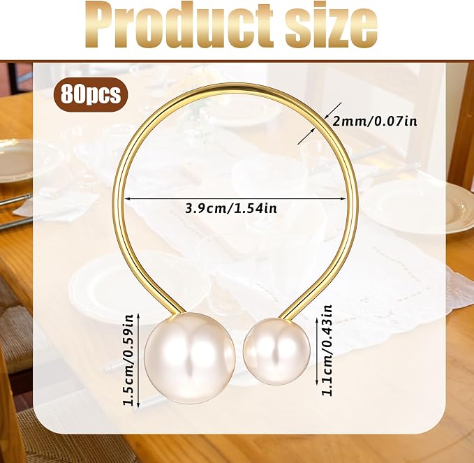 Set of 80 Pearl Napkin Rings - Image 2