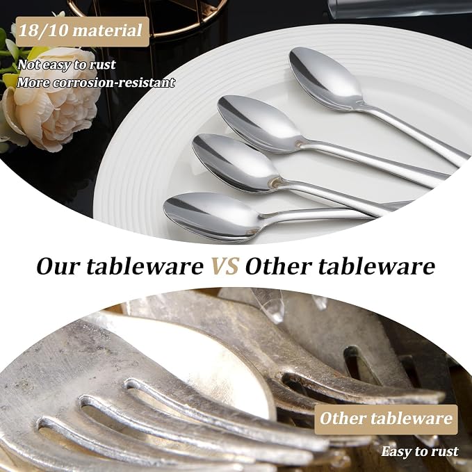 Windsor 96-Piece Set Stainless Steel Teaspoons, Tea Spoons | 5.9-Inch Food - Image 3