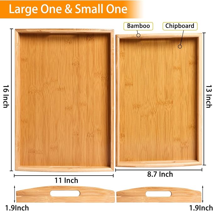 2-Pack Bamboo Serving Trays - Image 2