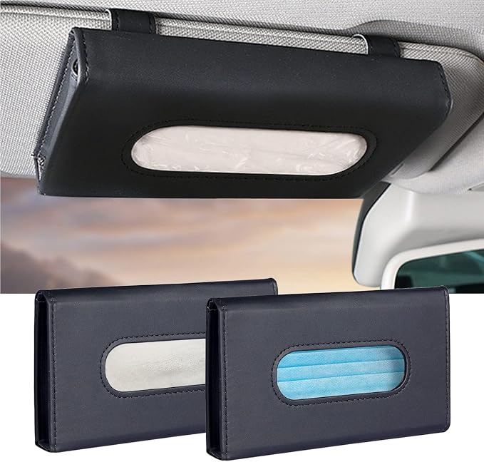 4Pack Car Tissue Holder, Sun Visor Napkin Holder, Premium PU Leather, Car Mask - Image 6