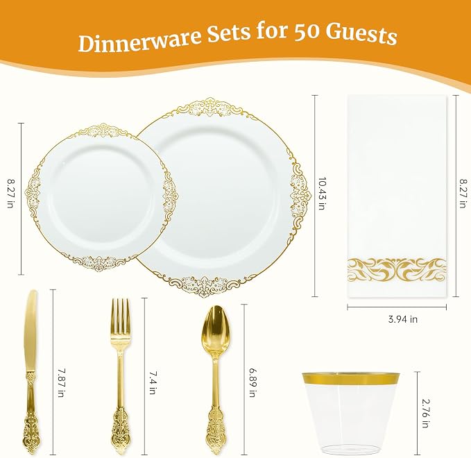 AIRE White Gold Plastic Plates Set, leakproof non-bending, heavy-duty leakproof - Image 2
