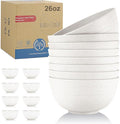 Wheat Straw Bowls Set of 8, Unbreakable White Cereal Bowl 26OZ, Microwave and by WROVA