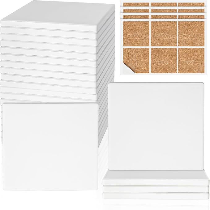 Ceramic Tiles for Crafts, GOH DODD 24 PCS Unglazed Blank Coasters by GOHDODD